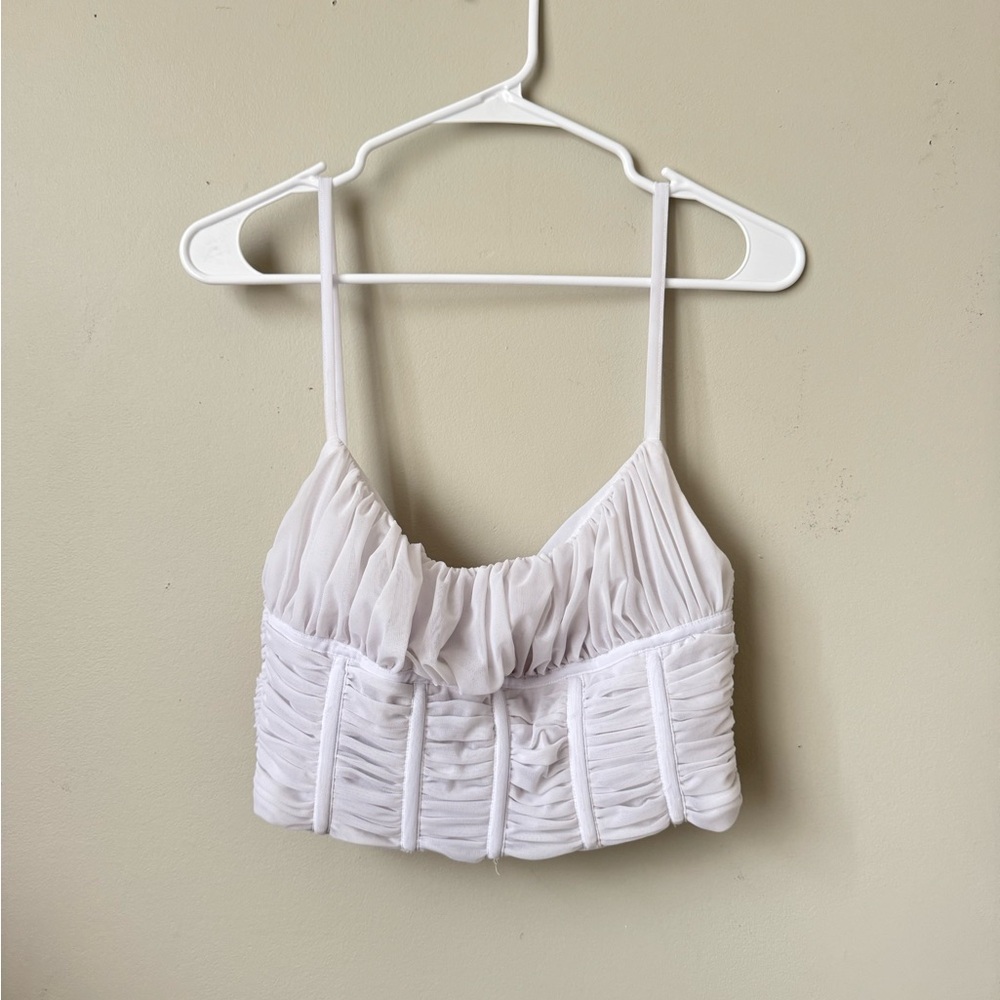 Mistress Rocks White Ruched Women's Crop Top